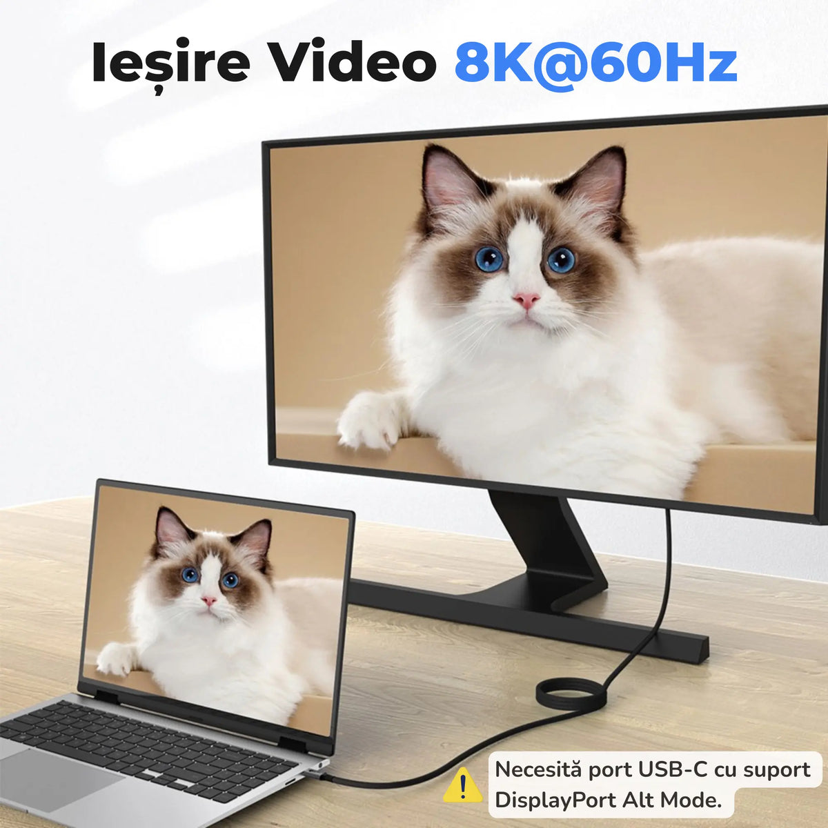 Cablu usb type-c iesire video UHD 8K 60 Hz