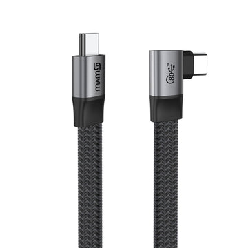 Cablu USB-C 4.0 Plat, 240W, 80Gbps, Conector 90°, Plat - LUVLU® - Cablu usb-c 4.0 plat - LUVLU®