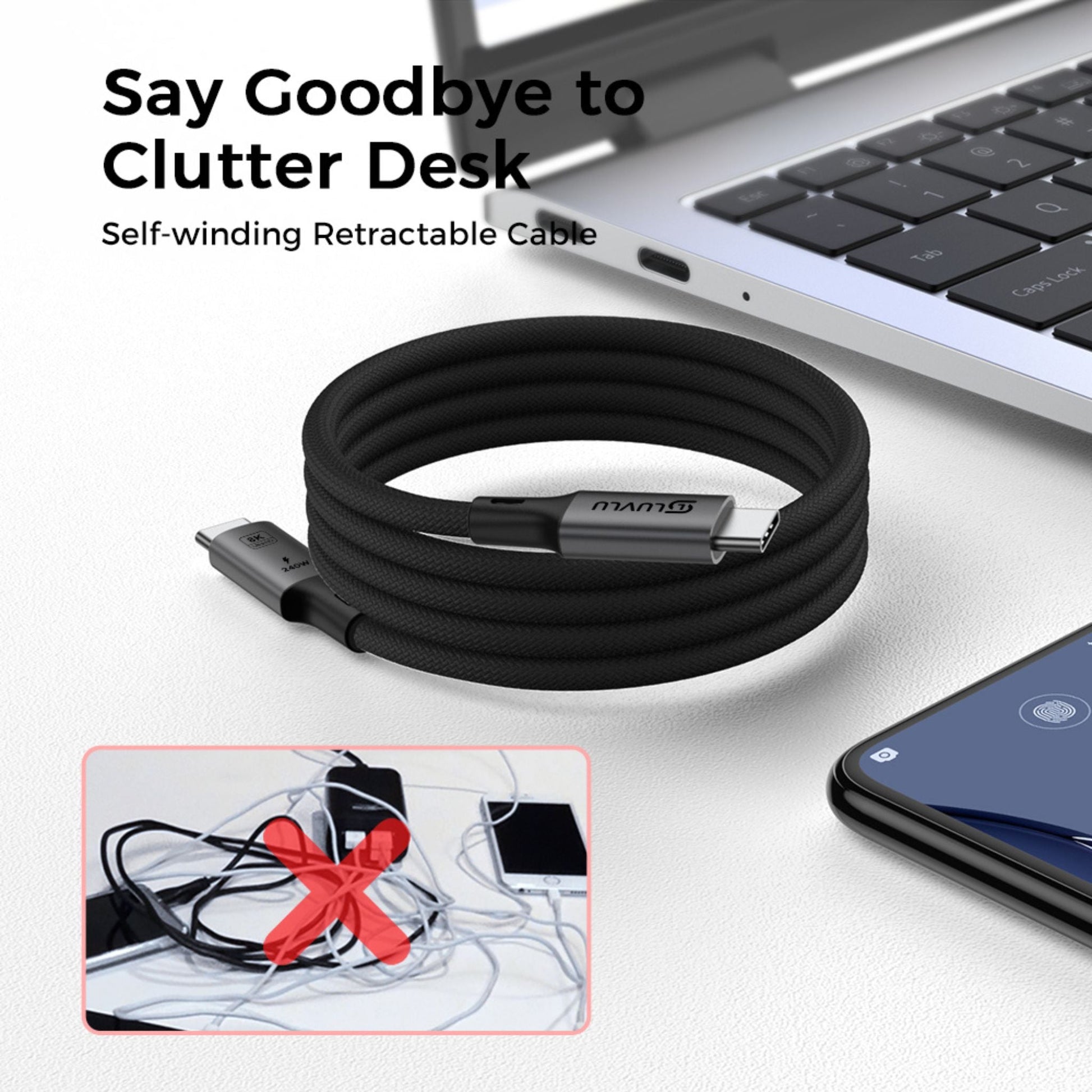 Cablu USB-C 4.0 Magnetic, 240W, 40Gbps, Thunderbolt 4 - LUVLU® - Cablu USB-C Magnetic - LUVLU®