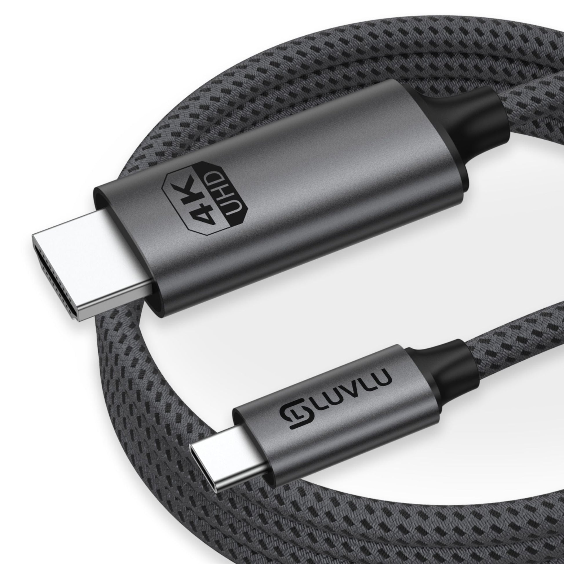Cablu USB-C la HDMI 4K@60Hz, Thunderbolt 3/4, Dublu Împletit - LUVLU® - cablu usb-c la hdmi 4k - LUVLU®