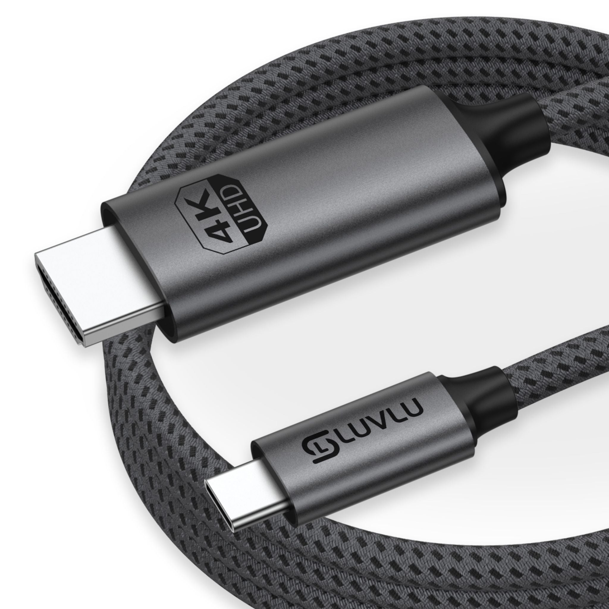 Cablu USB-C la HDMI 4K@60Hz, Thunderbolt 3/4, Dublu Împletit - LUVLU® - cablu usb-c la hdmi 4k - LUVLU®
