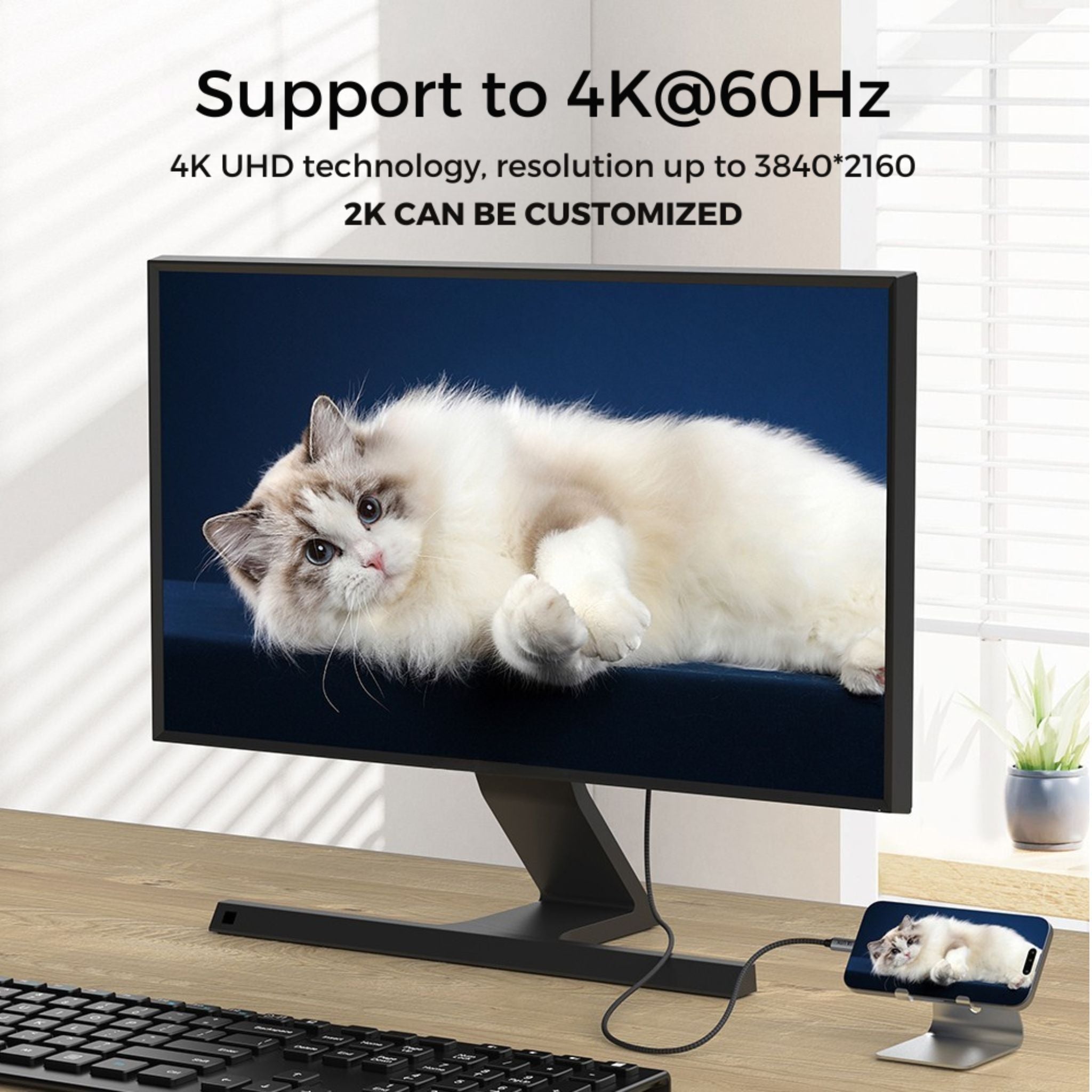 Cablu USB-C la HDMI 4K@60Hz, Thunderbolt 3/4, Dublu Împletit - LUVLU® - cablu usb-c la hdmi 4k - LUVLU®