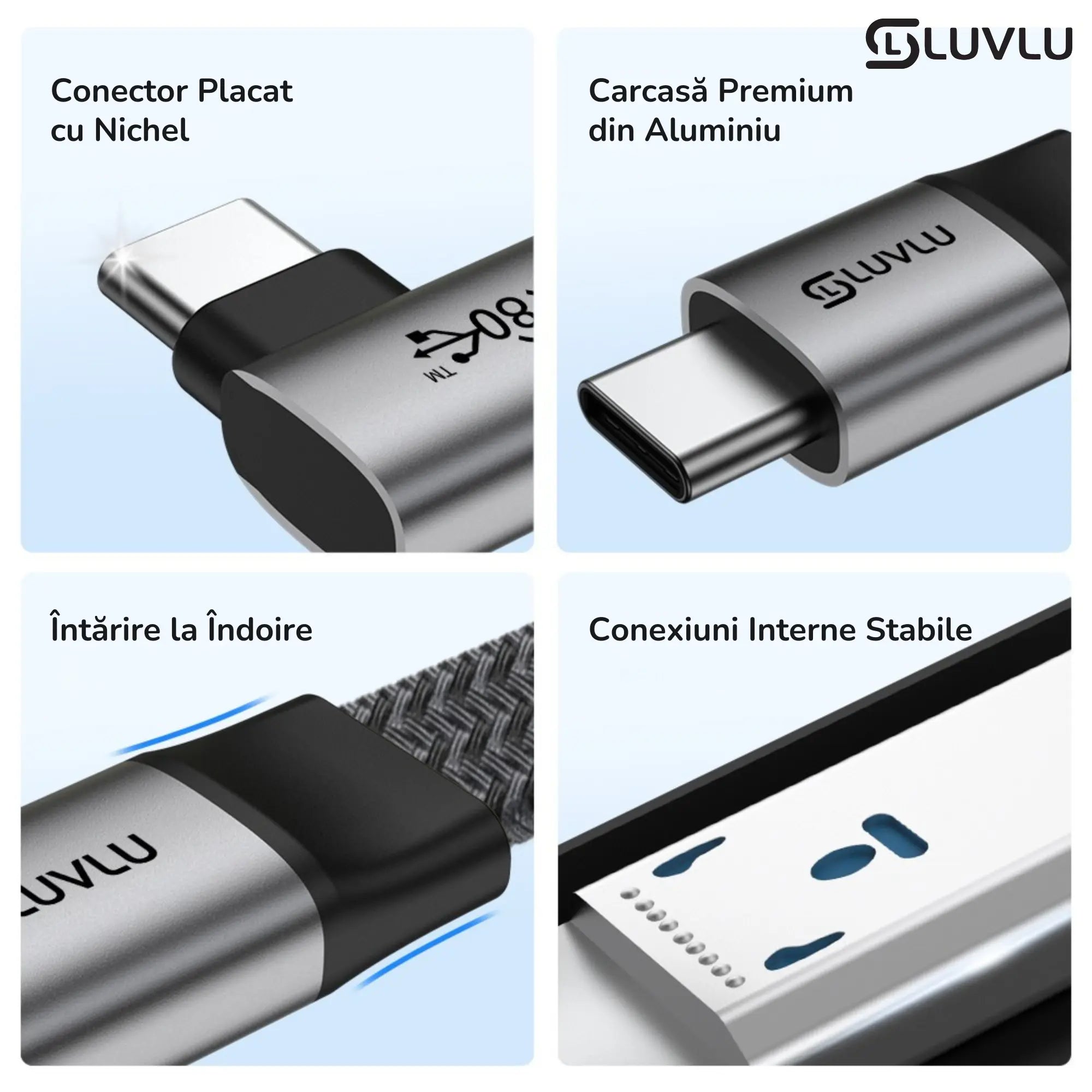Cablu usb type c plat cu conector la 90 grade si materiale premium