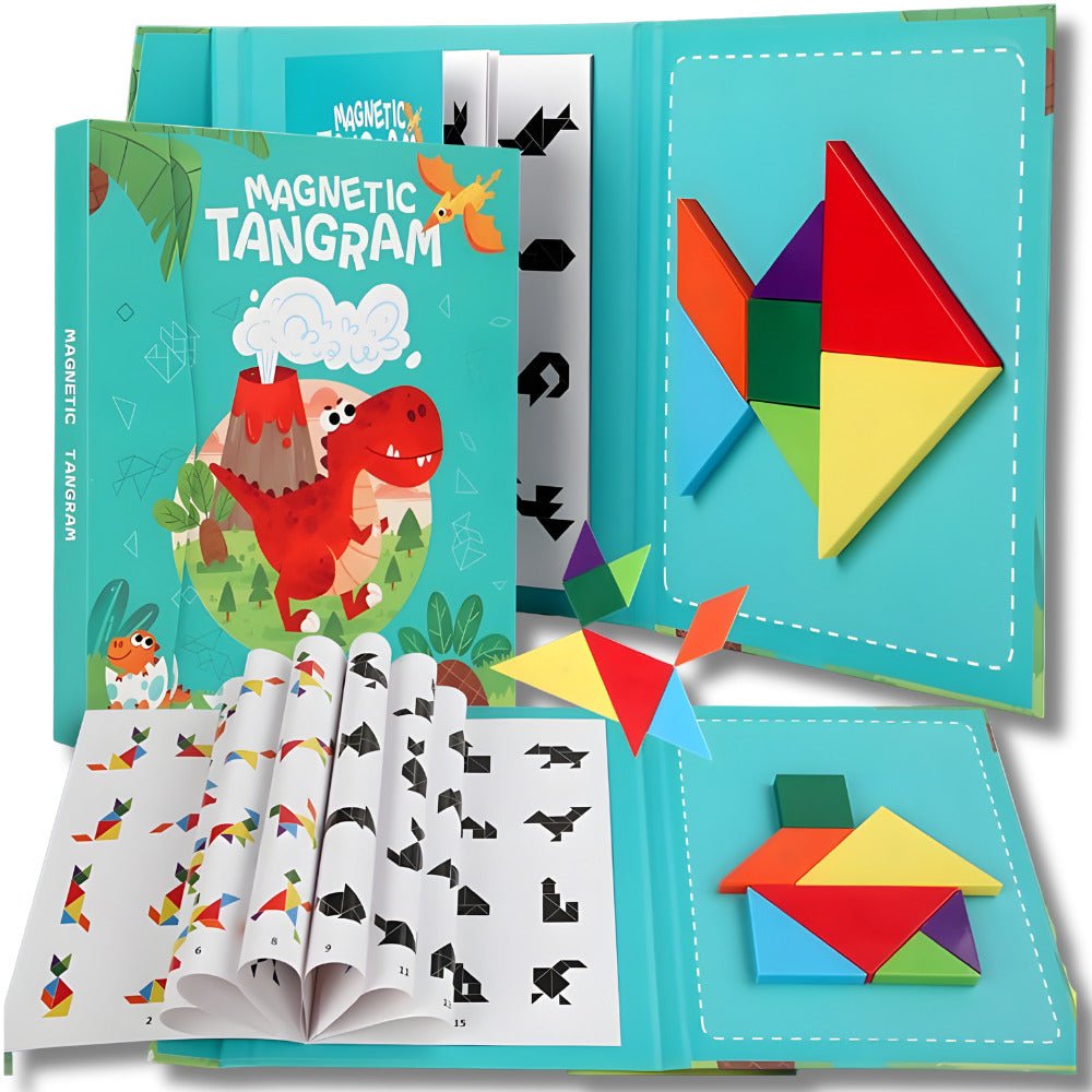 Carte Puzzle Tangram Magnetic Montessori, 96 Modele, 3+ - LUVLU® - Carte tangram - LUVLU®