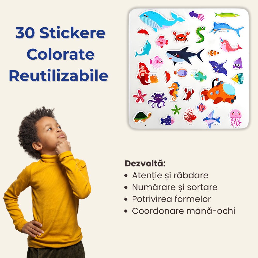 Carte cu Stickere Reutilizabile LUVLU®, Busy Book, Montessori, 3+ - Carte Busy Book - LUVLU®
