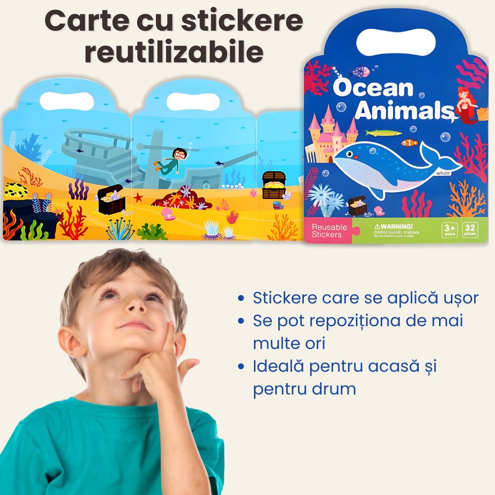 Carte cu Stickere Reutilizabile LUVLU®, Busy Book, Montessori, 3+ - Carte Busy Book - LUVLU®