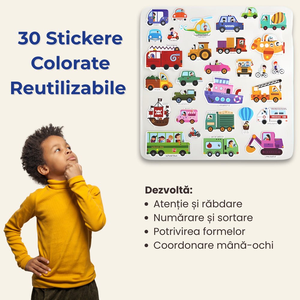 Carte cu Stickere Reutilizabile LUVLU®, Busy Book, Montessori, 3+ - Carte Busy Book - LUVLU®