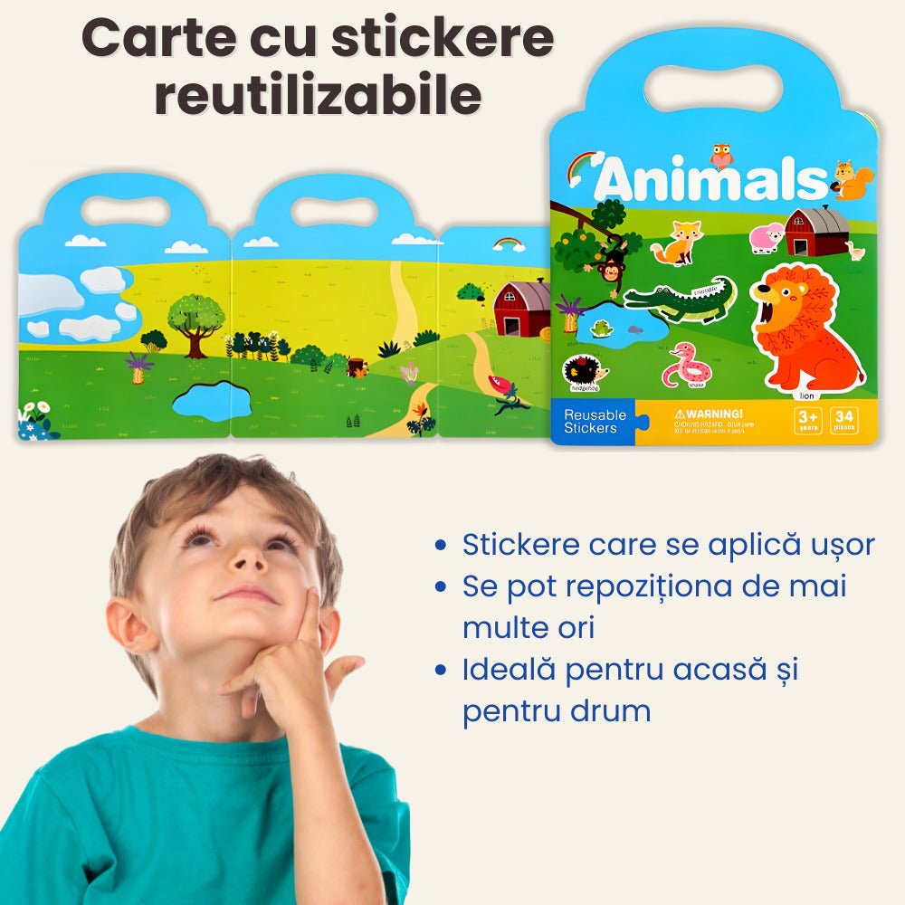Carte cu Stickere Reutilizabile LUVLU®, Busy Book, Montessori, 3+ - Carte Busy Book - LUVLU®