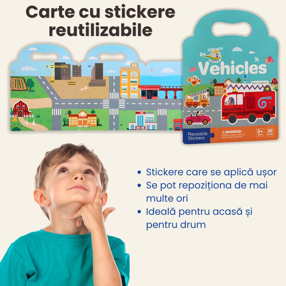 Carte cu Stickere Reutilizabile LUVLU®, Busy Book, Montessori, 3+ - Carte Busy Book - LUVLU®
