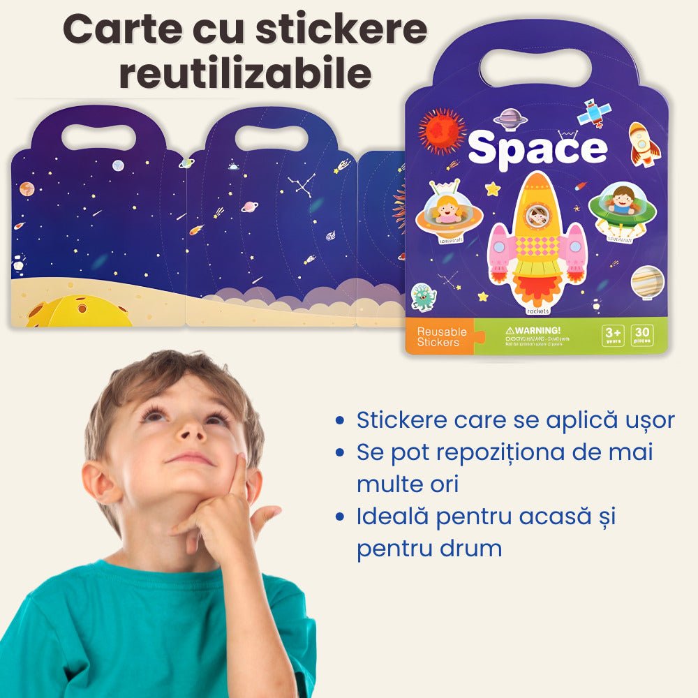 Carte cu Stickere Reutilizabile LUVLU®, Busy Book, Montessori, 3+ - Carte Busy Book - LUVLU®