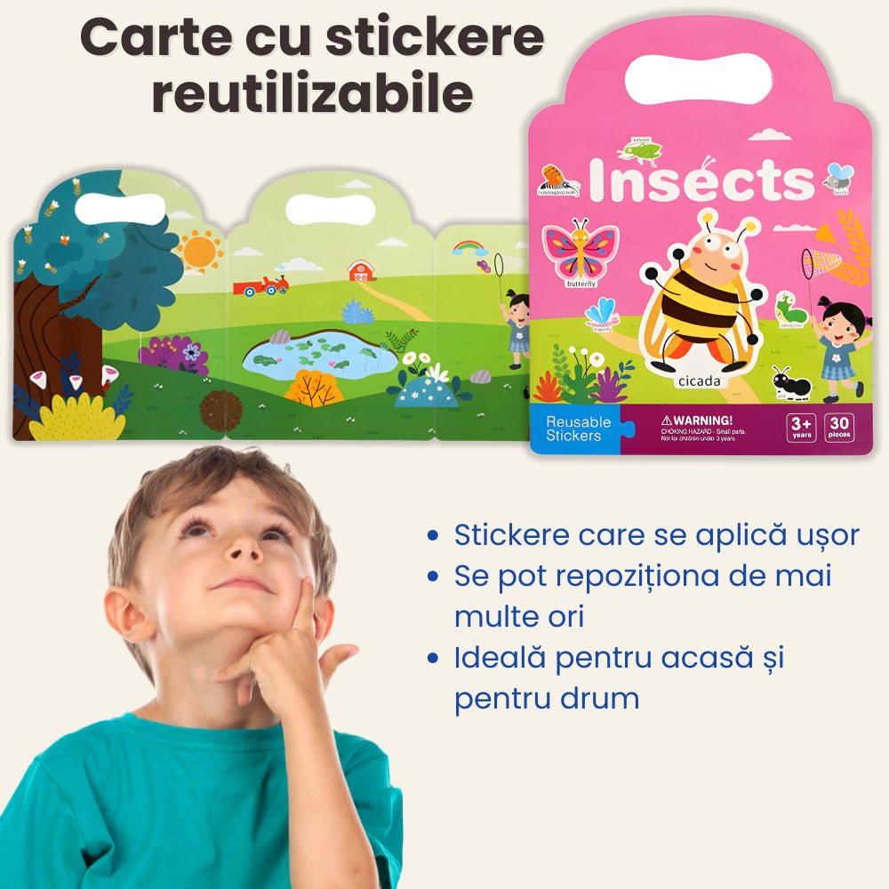 Carte cu Stickere Reutilizabile LUVLU®, Busy Book, Montessori, 3+ - Carte Busy Book - LUVLU®