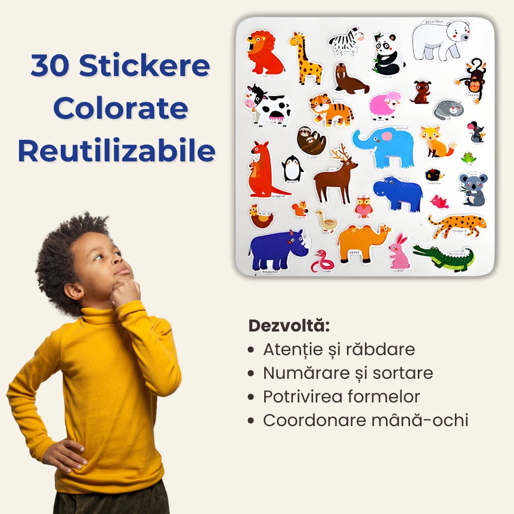 Carte cu Stickere Reutilizabile LUVLU®, Busy Book, Montessori, 3+ - Carte Busy Book - LUVLU®