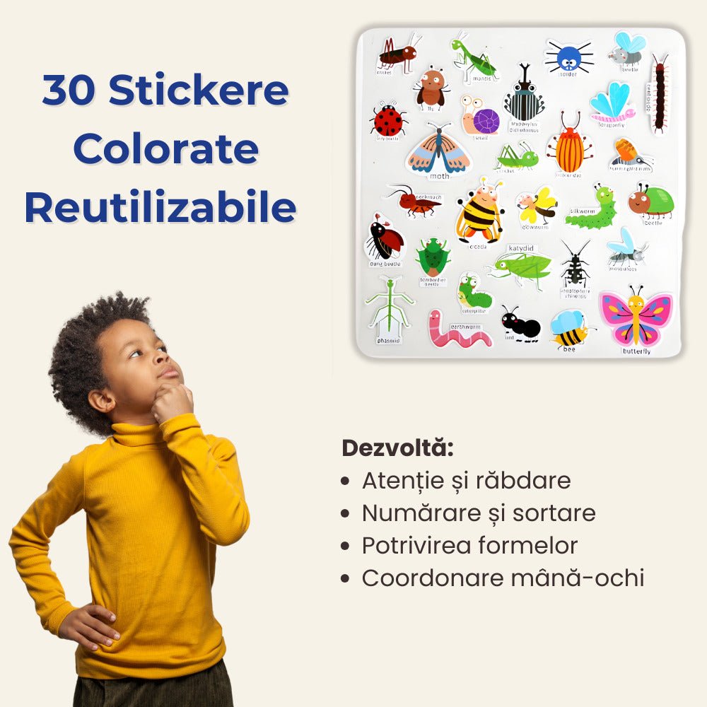 Carte cu Stickere Reutilizabile LUVLU®, Busy Book, Montessori, 3+ - Carte Busy Book - LUVLU®