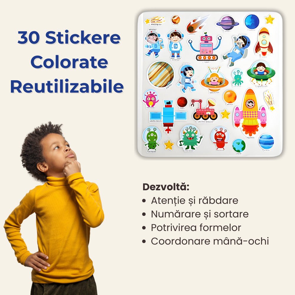 Carte cu Stickere Reutilizabile LUVLU®, Busy Book, Montessori, 3+ - Carte Busy Book - LUVLU®