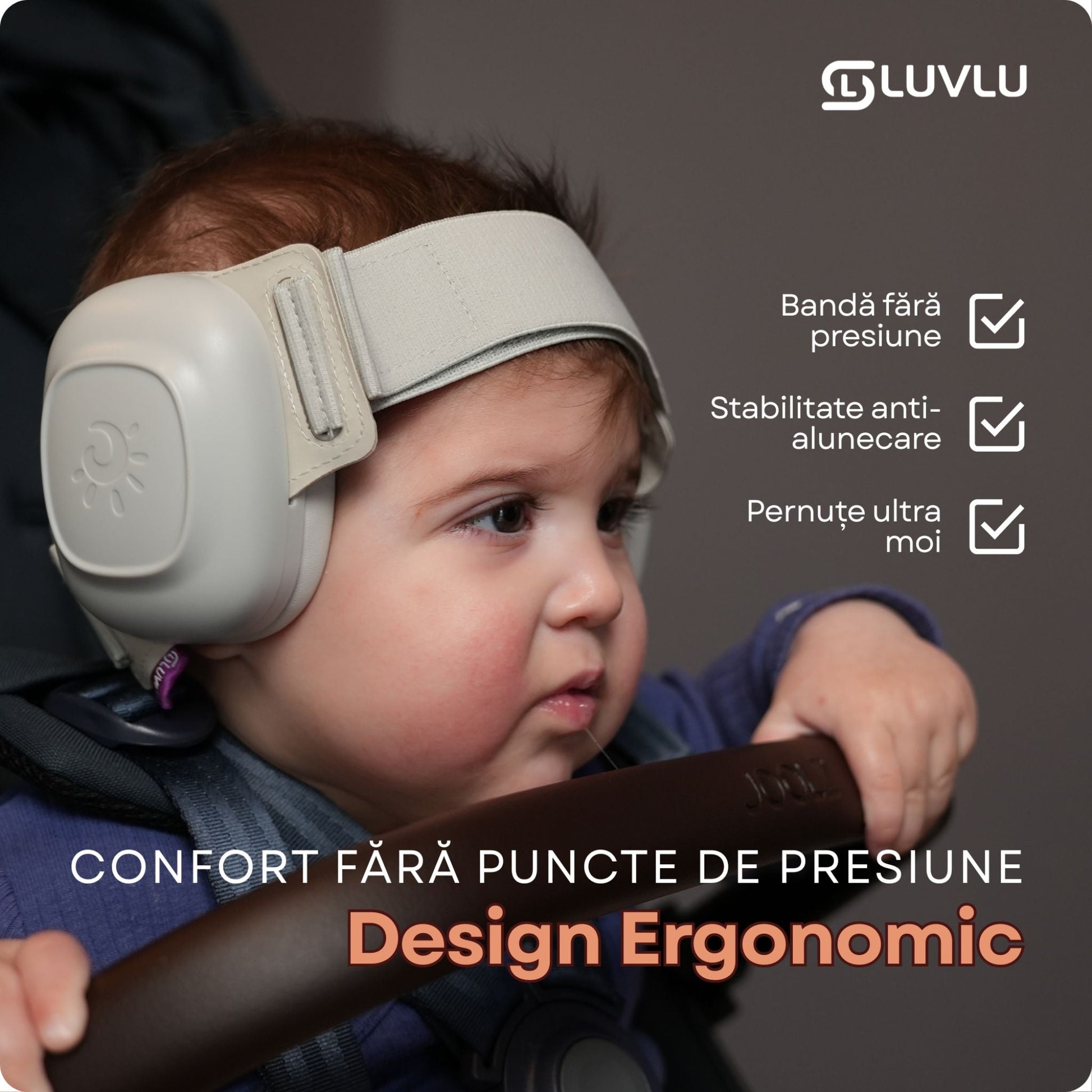 Căști Antifonice pentru Copii 3-48 Luni, Reglabile, Bandă Elastică - LUVLU® - Casti antifonice 3-48 luni - LUVLU®