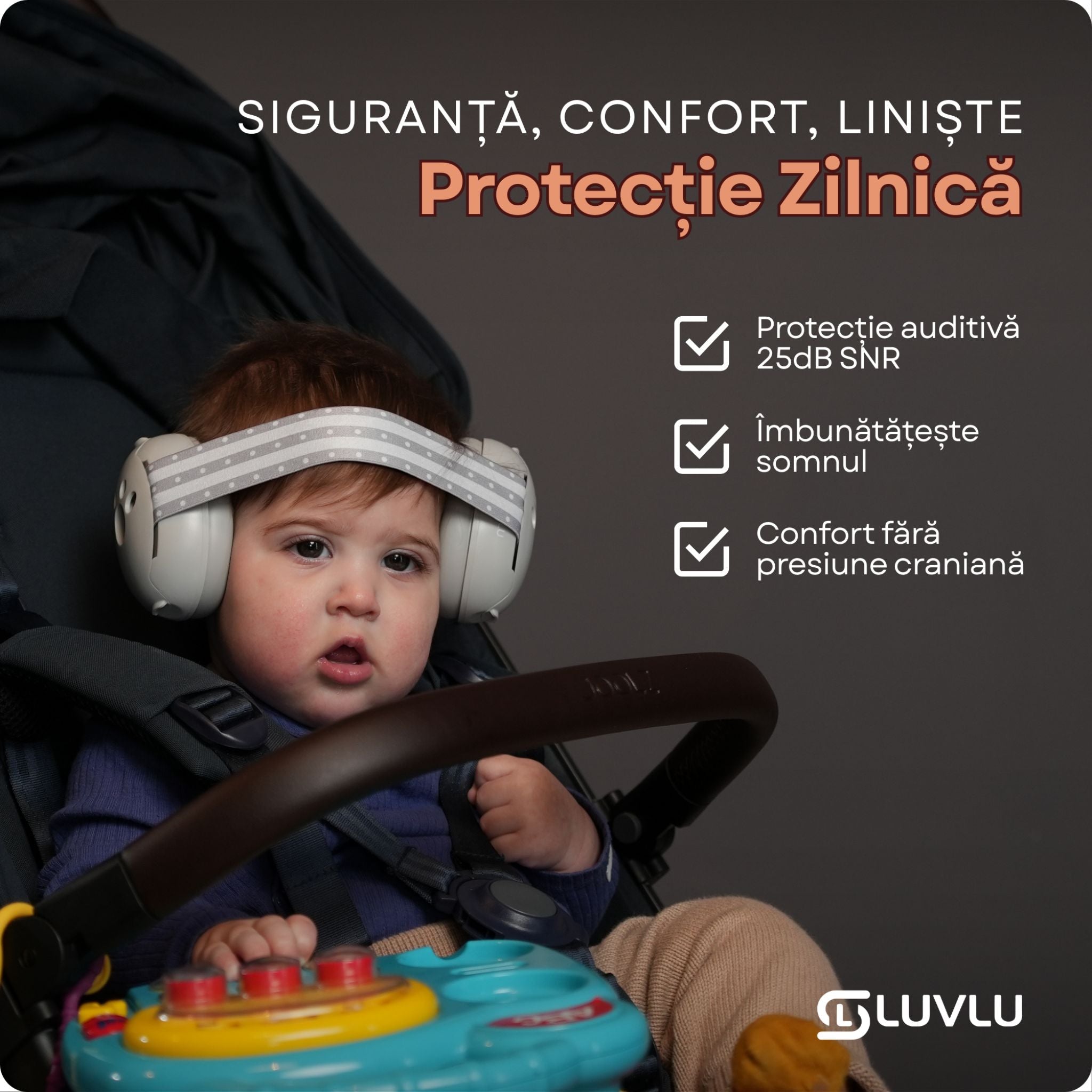 Căști Antifonice pentru Bebeluși și Copii 2 în 1, Reglabile, 0-4 Ani - LUVLU® - Casti antifonice 2 in 1 - LUVLU®