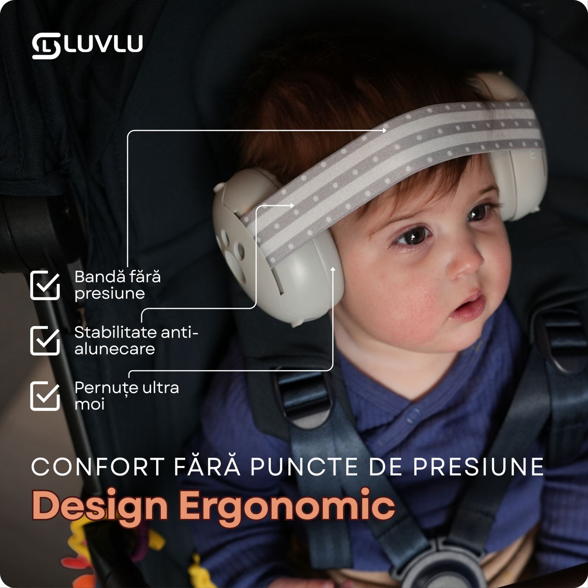 Căști Antifonice pentru Bebeluși și Copii 2 în 1, Reglabile, 0-4 Ani - LUVLU® - Casti antifonice 2 in 1 - LUVLU®