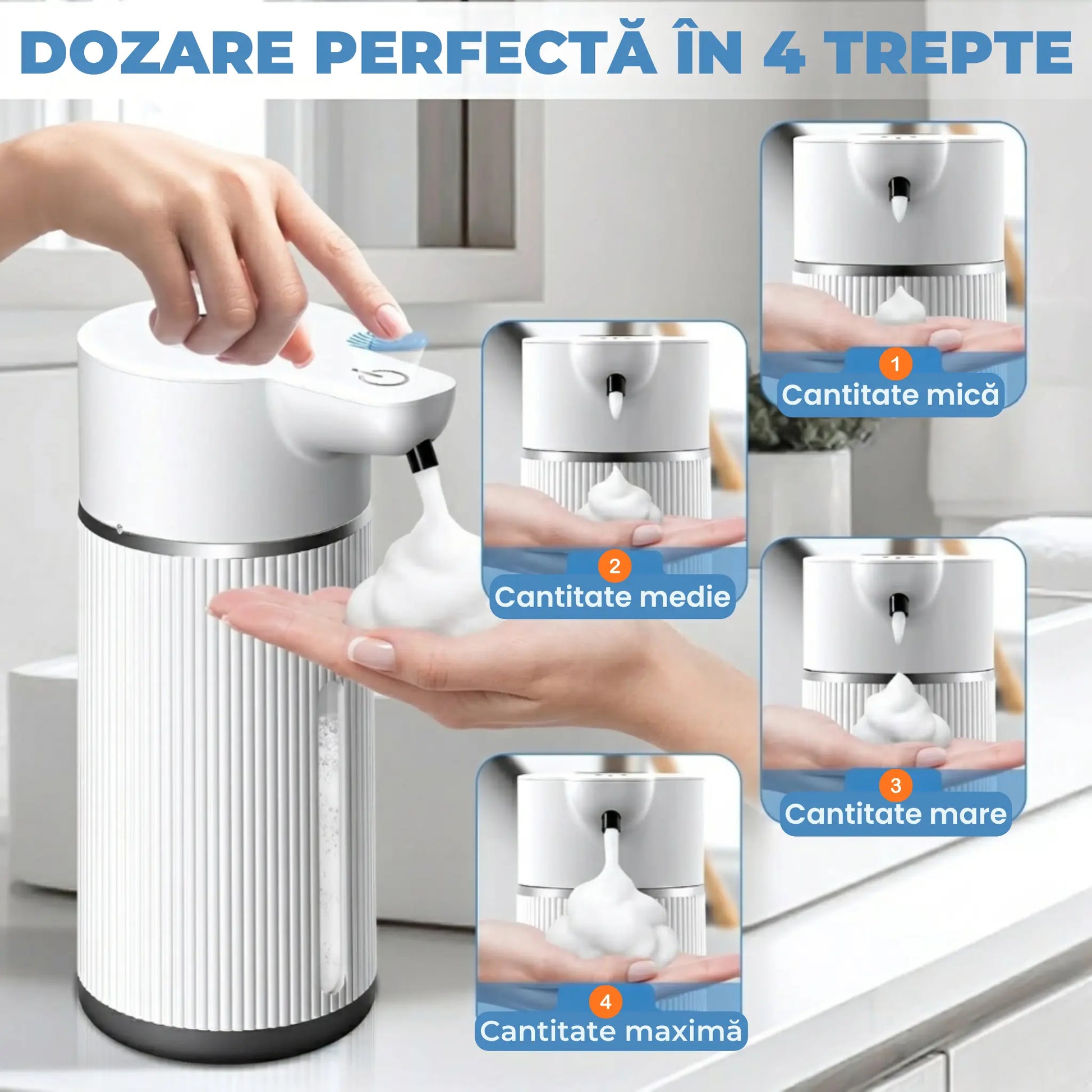 dozator automat sapun spuma luvlu 4 trepte de dozare alb