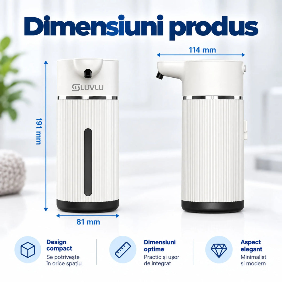 Dozator Automat Săpun Spumă cu Senzor Infrarosu, 420 ml - LUVLU®