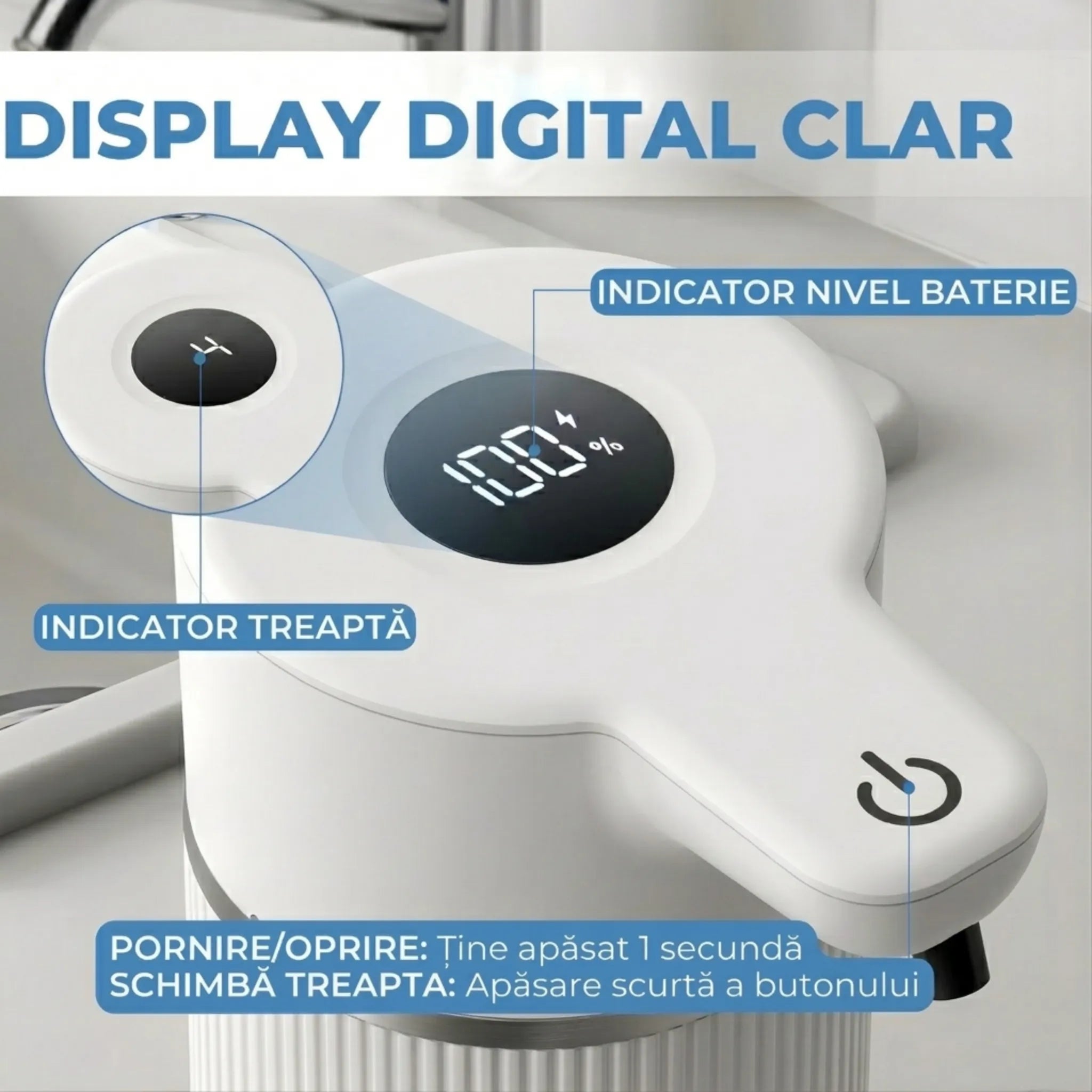 dozator automat sapun luvlu cu display digital alb