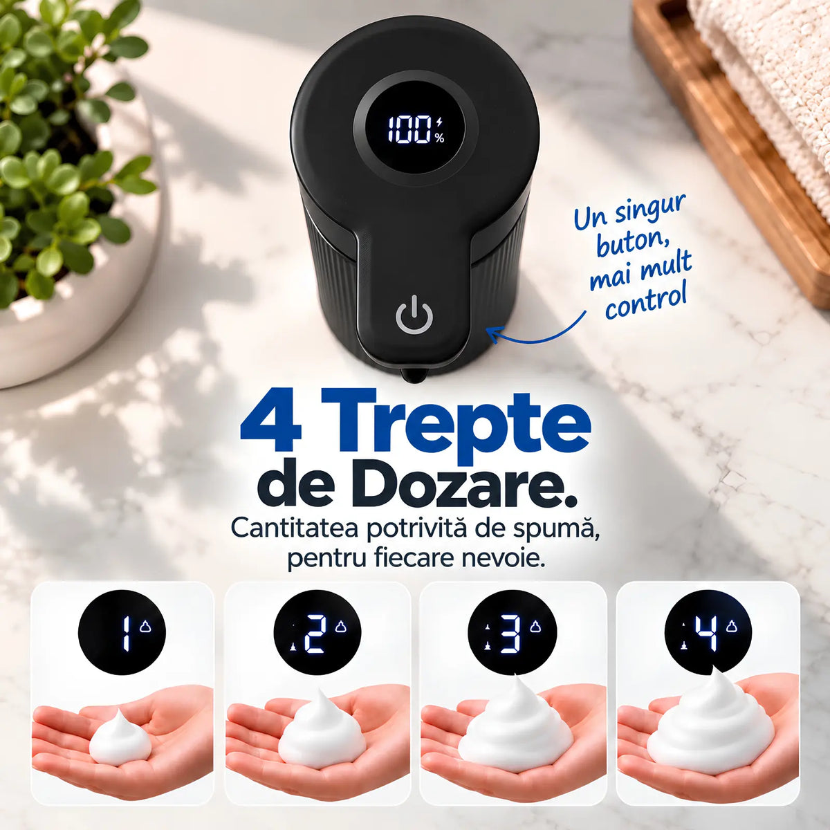 Dozator Automat Săpun Spumă cu Senzor Infrarosu, 420 ml - LUVLU®