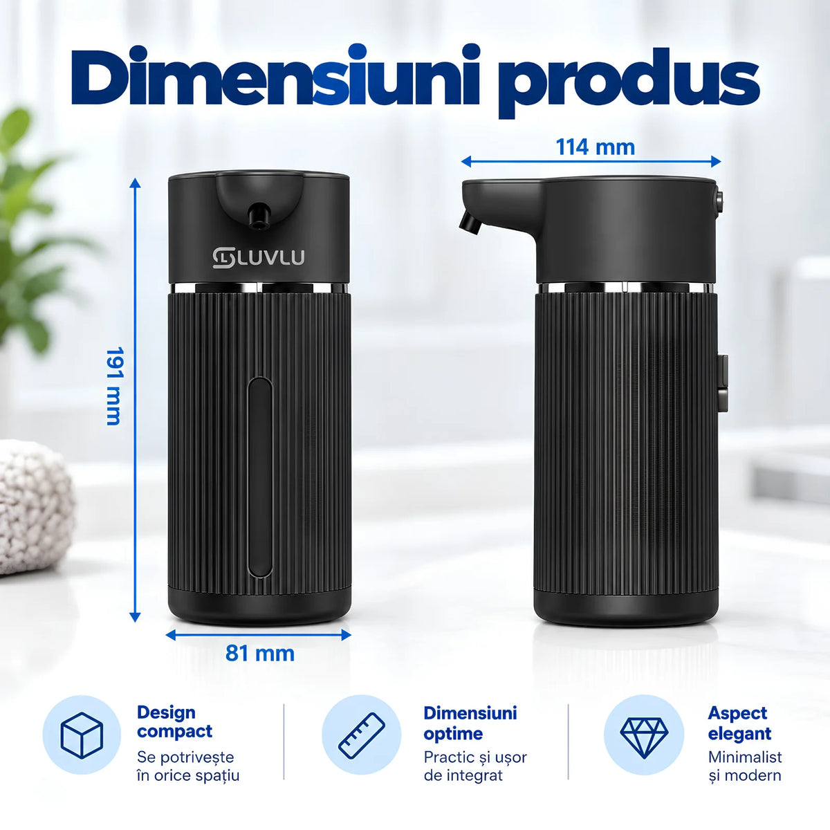 Dozator Automat Săpun Spumă cu Senzor Infrarosu, 420 ml - LUVLU®