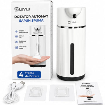 Dozator Automat Săpun Spumă cu Senzor Infrarosu, 420 ml - LUVLU®