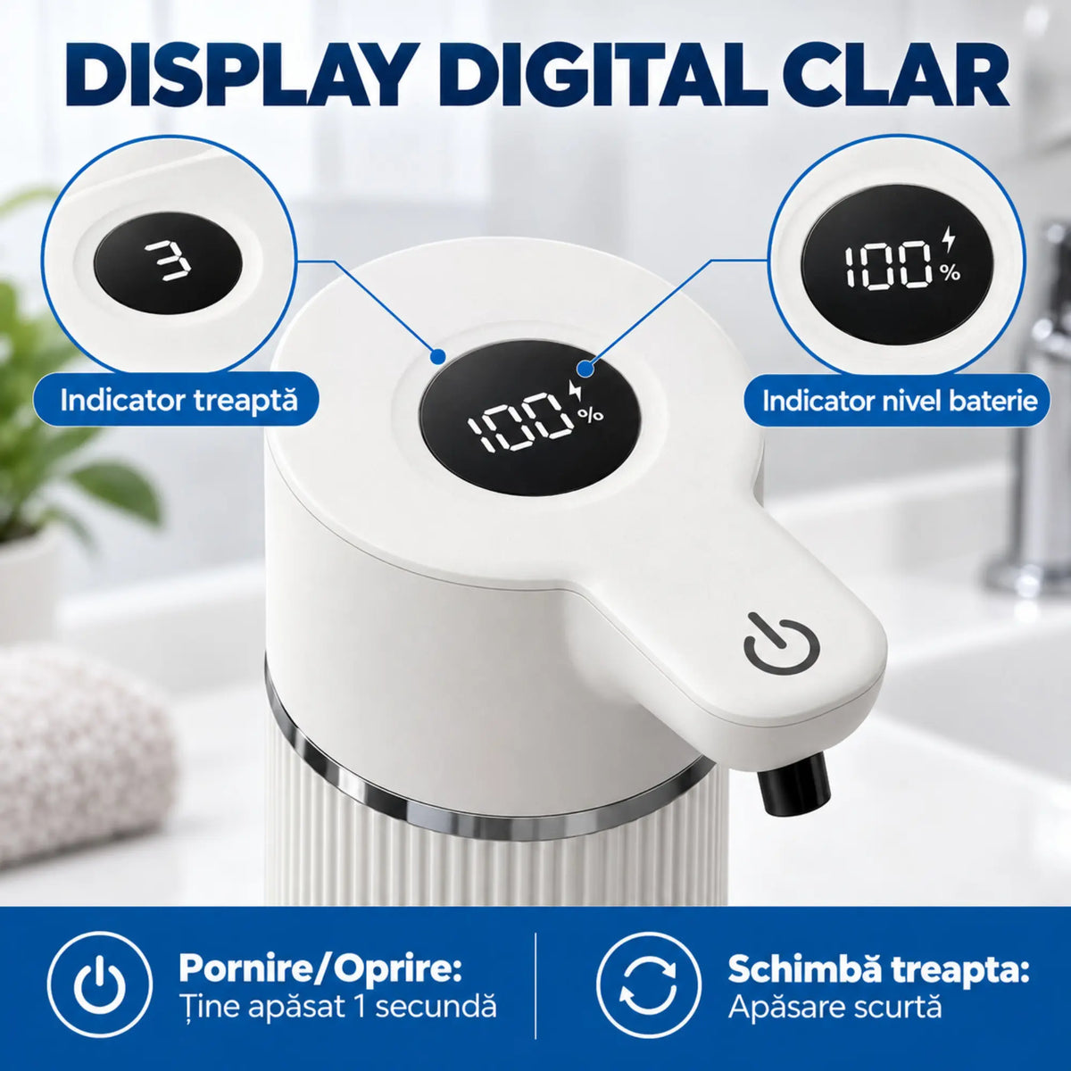 Dozator Automat Săpun Spumă cu Senzor Infrarosu, 420 ml - LUVLU®