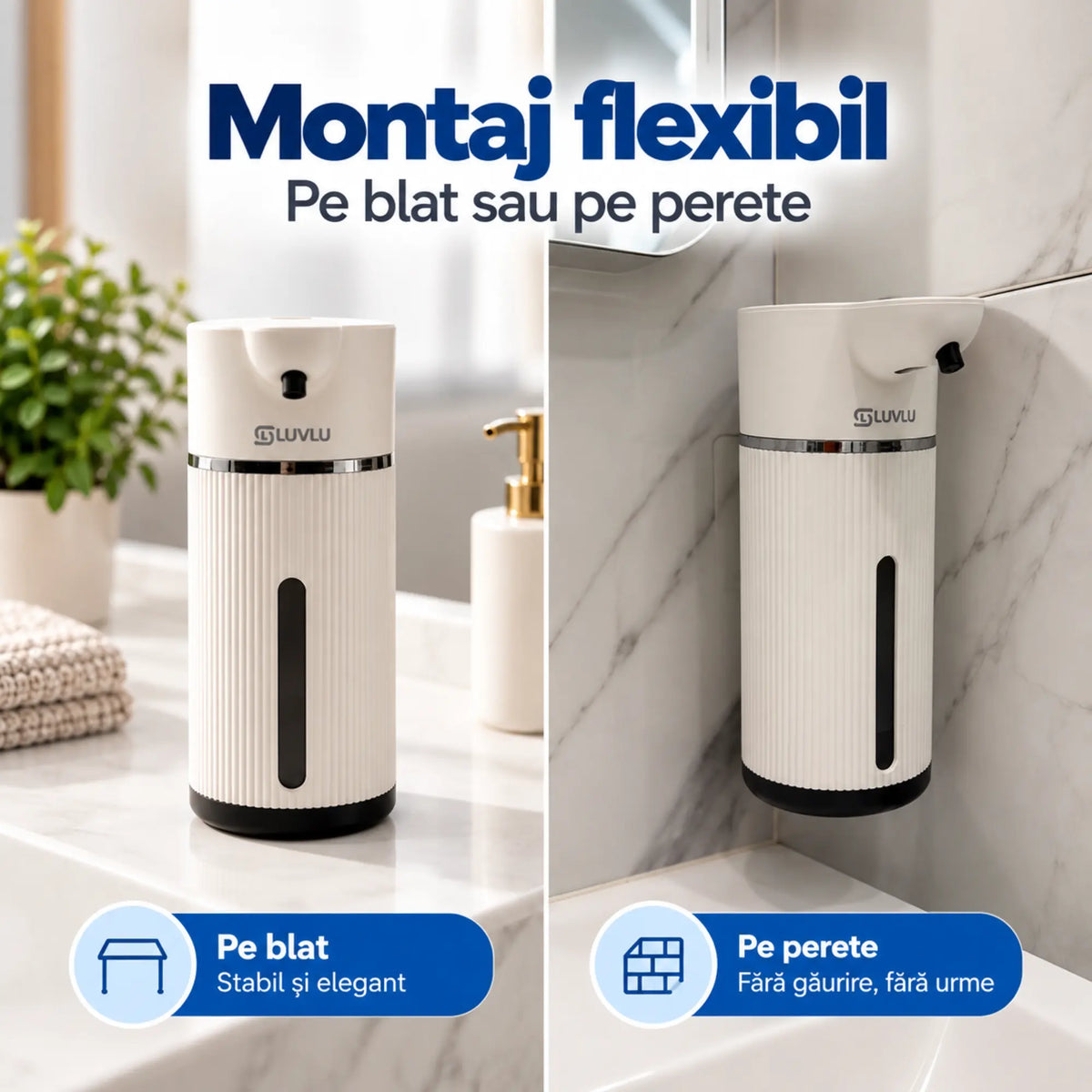 Dozator Automat Săpun Spumă cu Senzor Infrarosu, 420 ml - LUVLU®