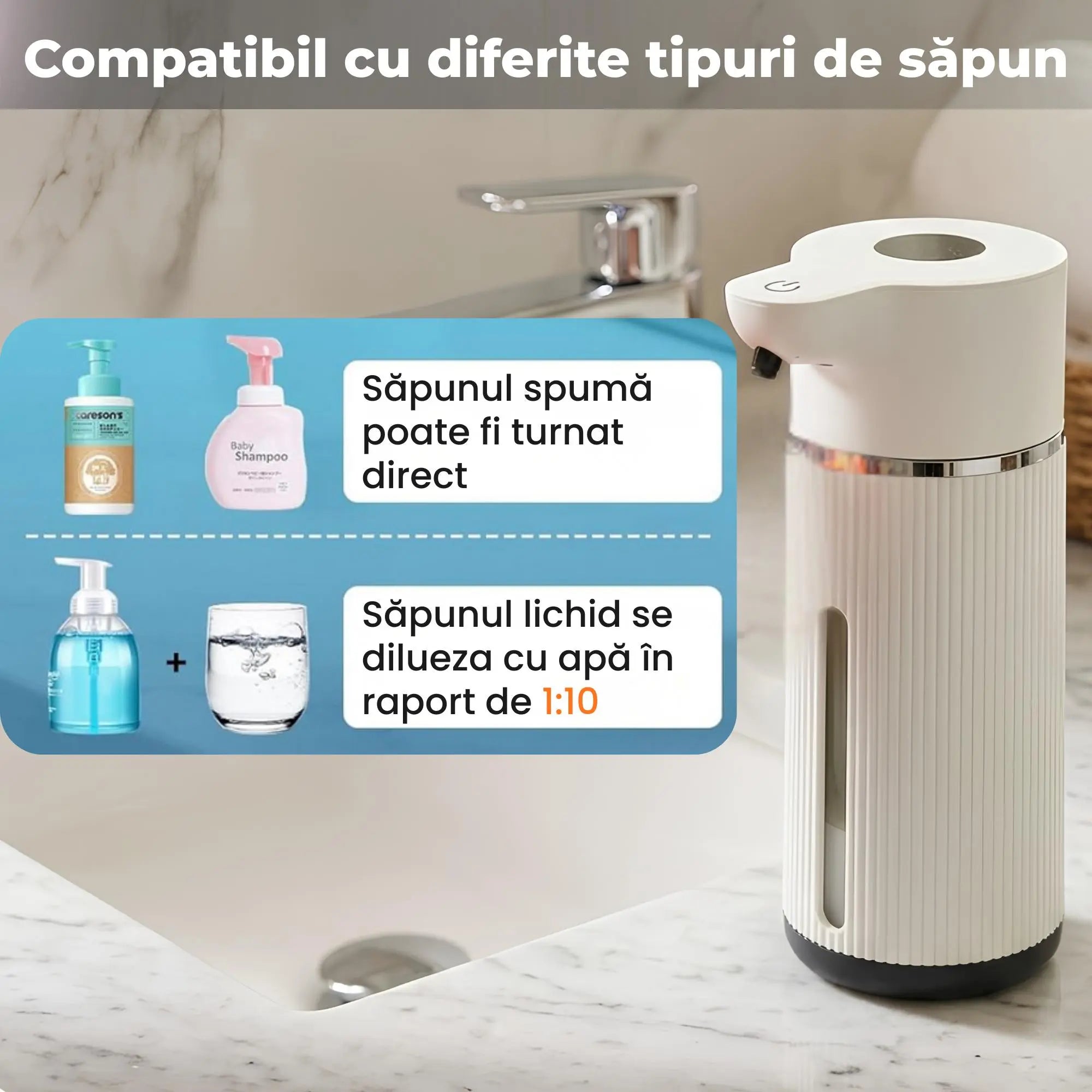 dozator automat  luvlu compatibil cu sapun spuma sau lichid
