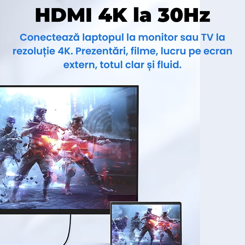 Hub USB-C 10 în 1, HDMI 4K, PD 100W, RJ45 Ethernet - LUVLU® - Hub 10 in 1 - LUVLU®