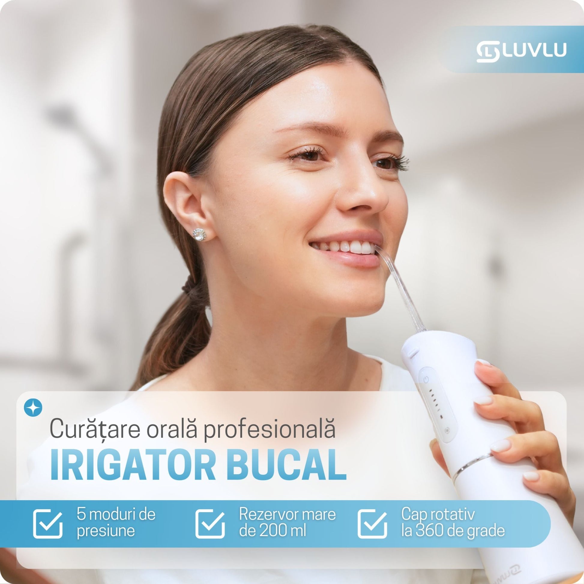 Irigator Bucal Profesional Portabil, 5 Trepte de Presiune - LUVLU® - Irigator bucal profesional - LUVLU®
