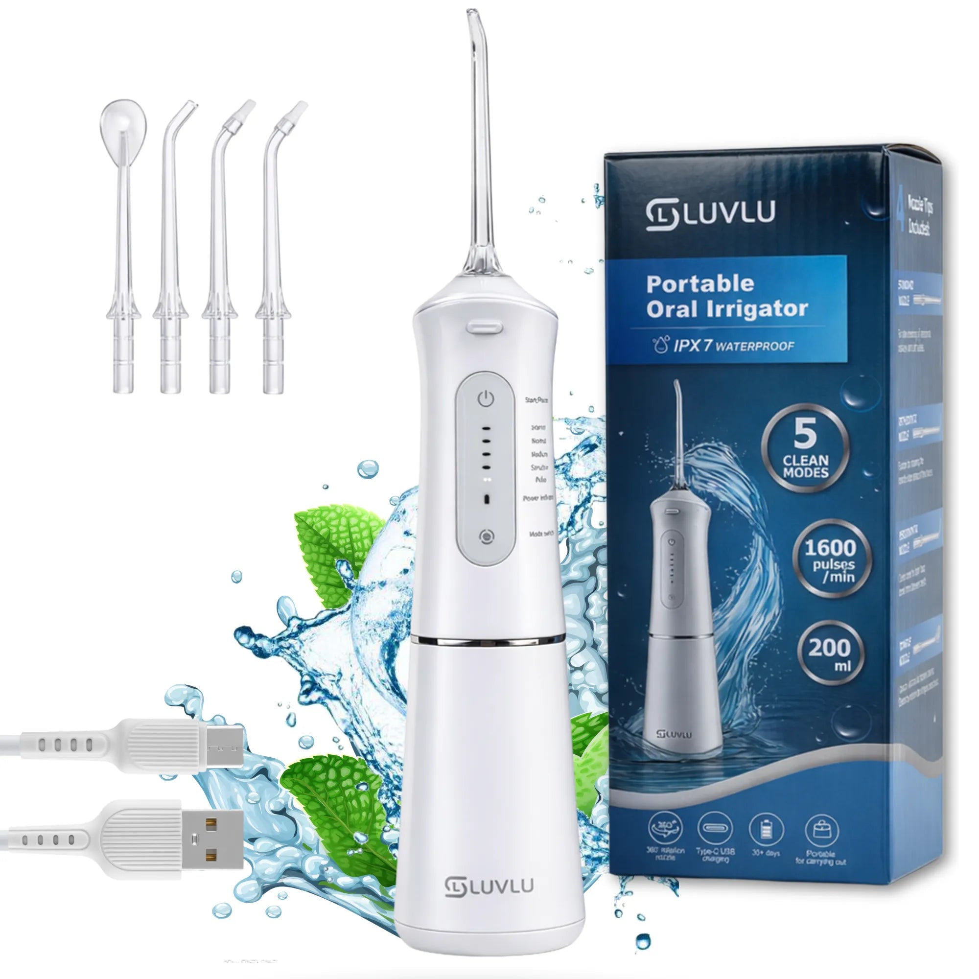 Irigator Bucal Profesional Portabil, 5 Trepte de Presiune - LUVLU