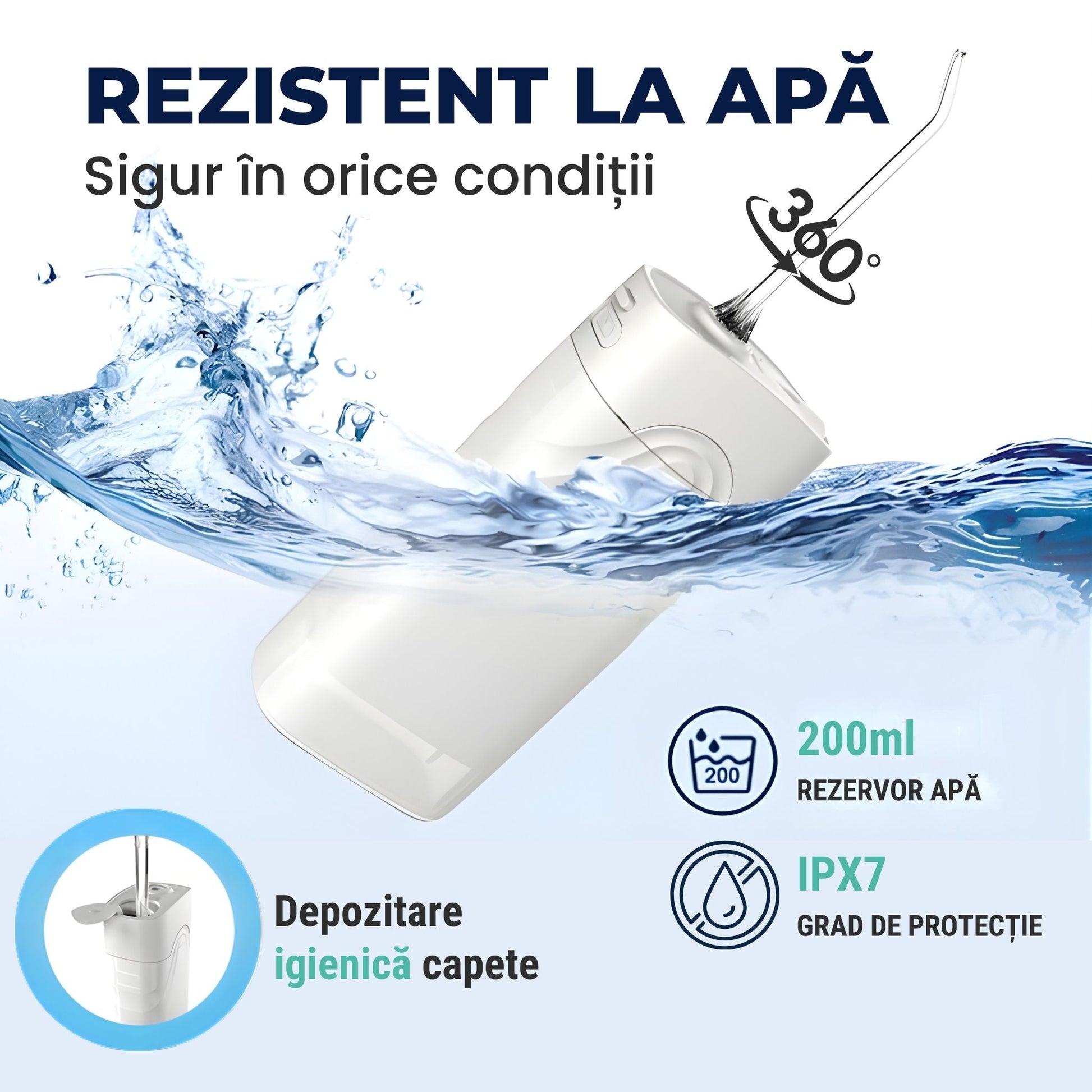 Mini Irigator Bucal Ultra Portabil, 5 Trepte de Presiune - LUVLU® - Mini Irigator Bucal - LUVLU®
