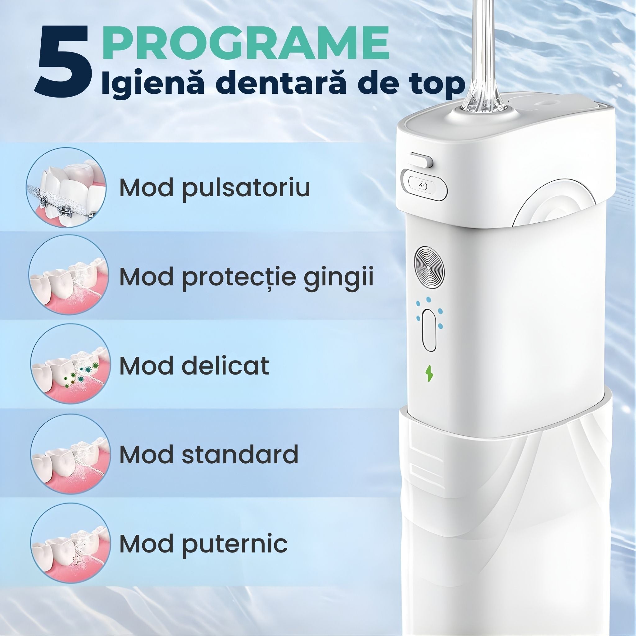 Mini Irigator Bucal Ultra Portabil, 5 Trepte de Presiune - LUVLU® - Mini Irigator Bucal - LUVLU®