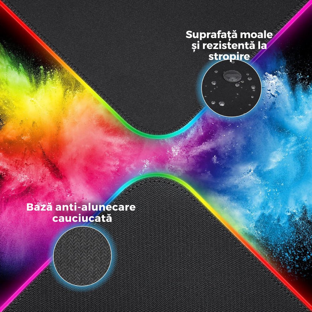 MousePad Gaming XXL cu Iluminare RGB, 11 Moduri LED - LUVLU® - MousePad - LUVLU®
