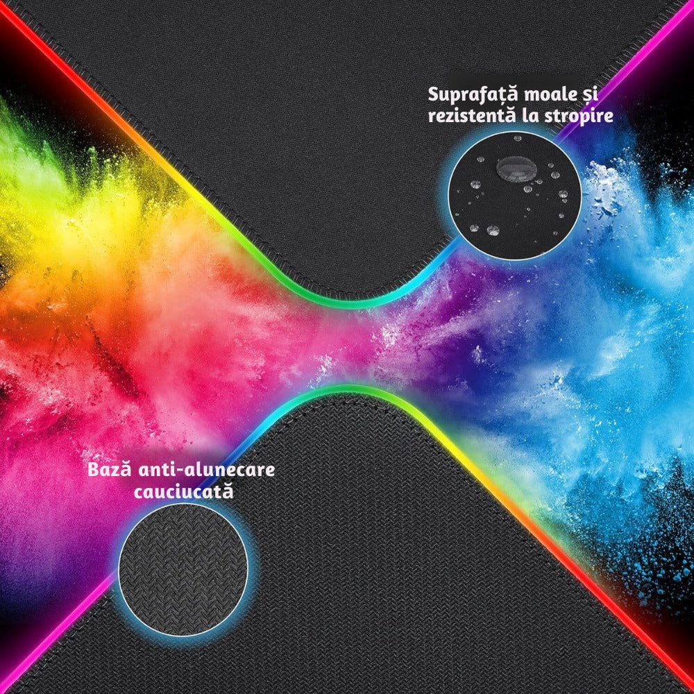 MousePad Gaming XXL cu Iluminare RGB, 11 Moduri LED - LUVLU® - MousePad - LUVLU®