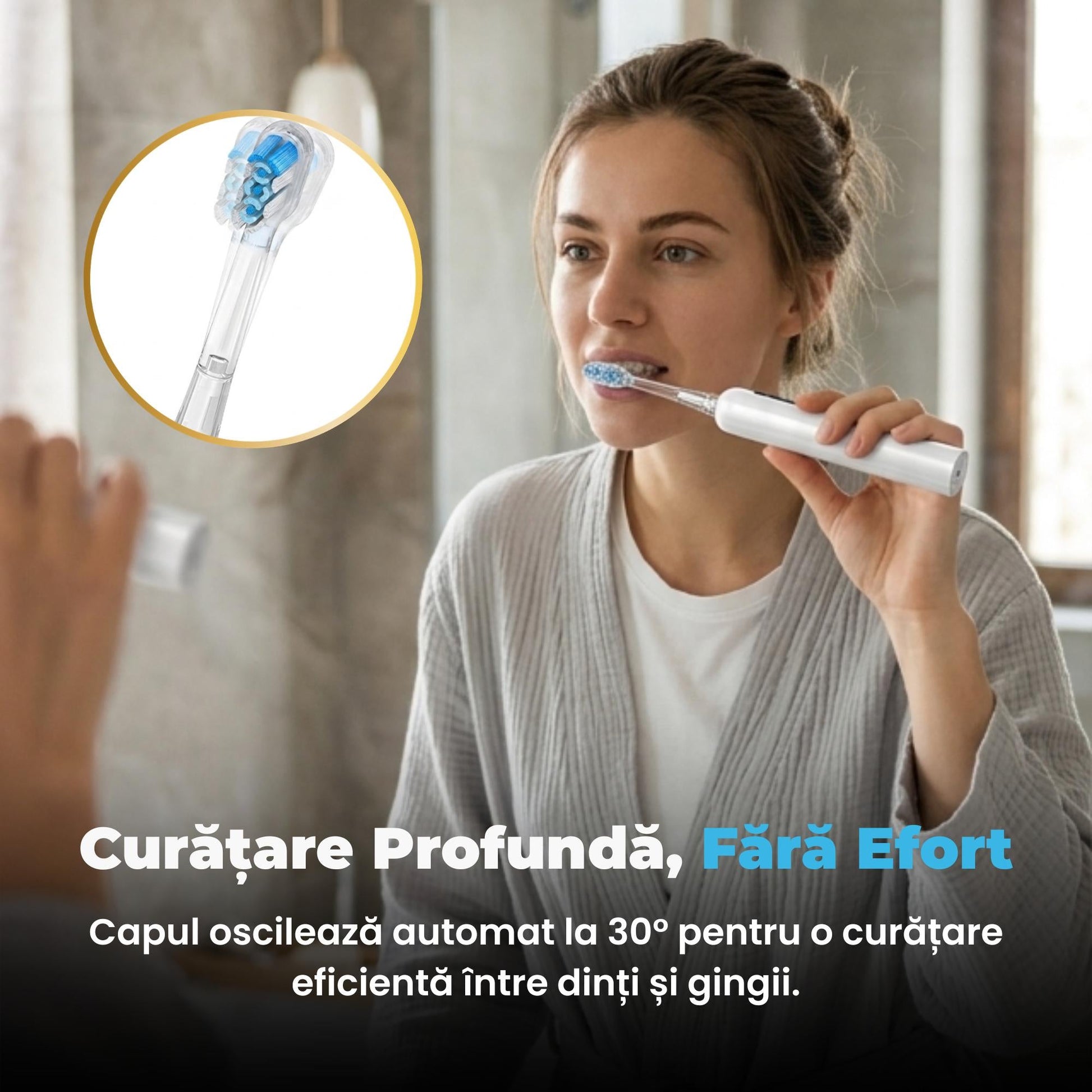 Cap periuță electrică Luvlu cu oscilație automată 30 grade pentru curățare eficientă între dinți și gingii