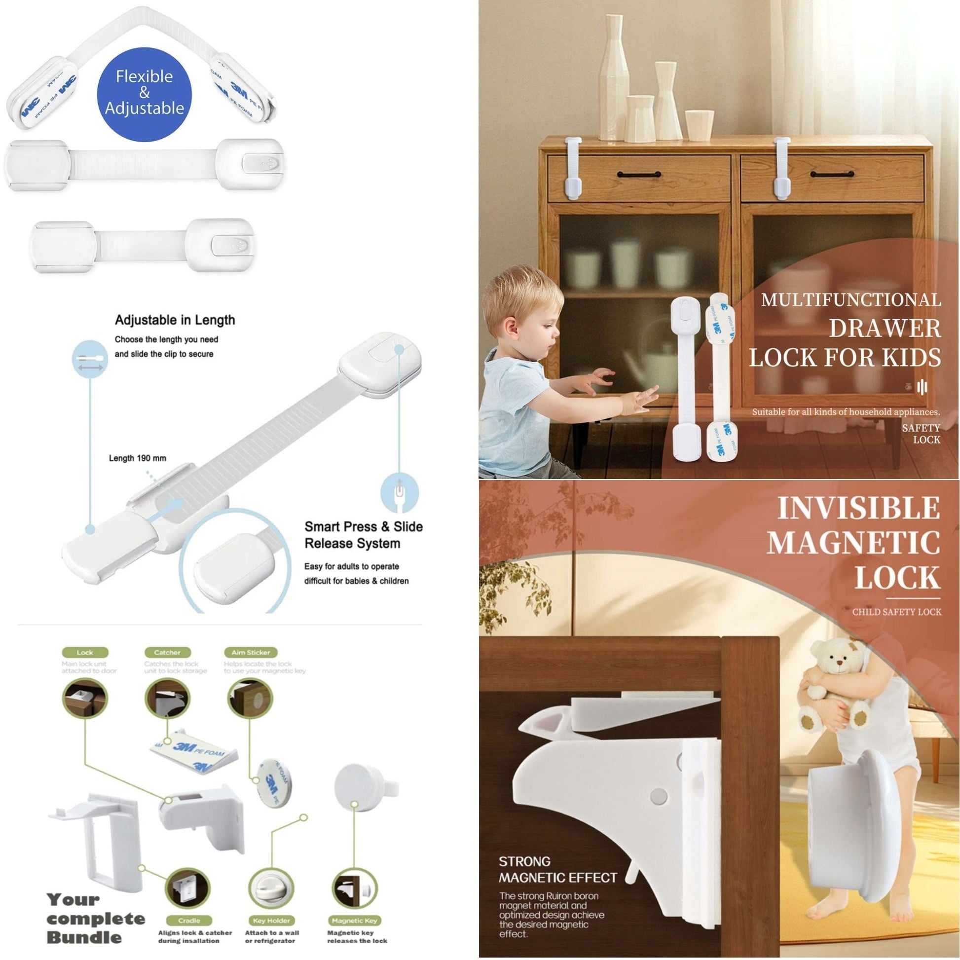 Set Siguranță Copii 22 Piese LUVLU®, Protecție Mobilier, Prize, Sertare, Sistem Magnetic - Set siguranta copii - LUVLU®