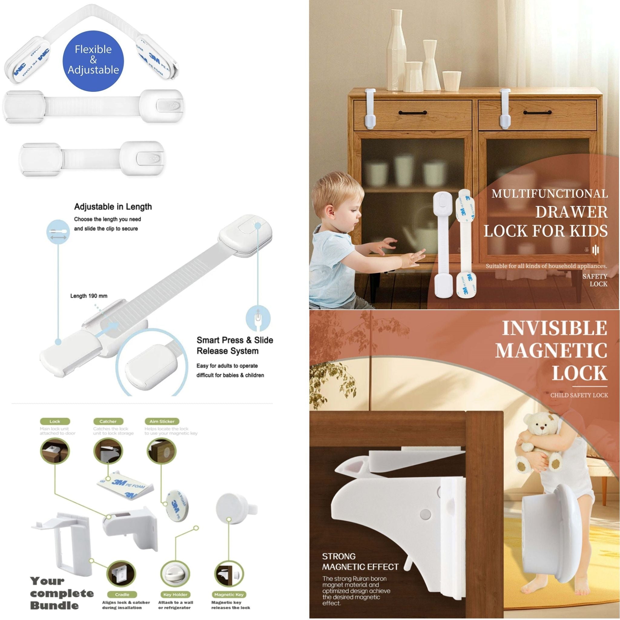 Set Siguranță Copii 22 Piese LUVLU®, Protecție Mobilier, Prize, Sertare, Sistem Magnetic - Set siguranta copii - LUVLU®